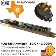 LCD Metered/Breaker Mining PDU 240V 50A Nema 6-50P Mix C19 C13 Cord 6.5F long TX picture