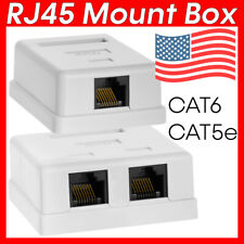 White RJ45 Surface Mount Box 1 2 Ports For Cat5 Cat6 Cable Female RJ45 Connector picture