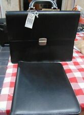 Real Nice New Black Vinyl Brief Case Computer Bag w Key and Tablet Folder picture