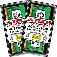 A-Tech 4GB 2x 2GB PC3-12800 Laptop SODIMM DDR3 1600 MHz 204-Pin Memory RAM 4G 2G picture