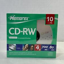 Memorex CD-RW 10 Pack 4x 700MB 80 Min Compact Rewritable Discs Rewritable NIB picture