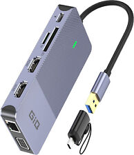 USB Docking Station GIQ USB C HUB USB 3.0 to Dual HDMI VGA Adapter Triple Disp picture