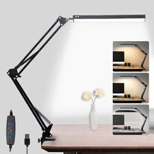 LED Adjustable Swing Arm Lamp, 3 Colors ModeArm Desk Light with Clamp, Reading picture