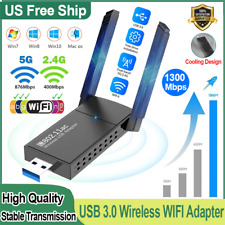 5 X 1 USB 3.0 Wireless WIFI Adapter 1300Mbps Long Range Dongle Dual Band Network picture
