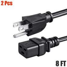 2 Pcs 8FT Power Cable Cord NEMA 5-15P Male to IEC 60320 C19 Female 14AWG 15A picture