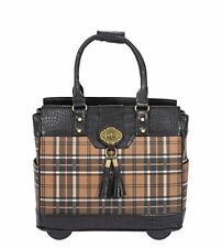 Stylish Mad for Plaid Rolling Laptop Bag Women Briefcase Work Tote Travel 13
