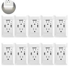 10PK 4.2A USB Wall Duplex Receptacle Outlet LED Night Light Tamper Resistant ETL picture