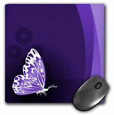 3dRose Pretty Purple and White Butterfly On A Purple Background MousePad picture
