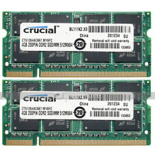 Crucial 8GB 2X4GB PC2-5300S DDR2-667MHz 200PIN 1.8V NON ECC Laptop SODIMM Memory picture