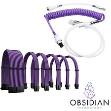 Purple Metal Keyboard Coiled Cable & PSU Extension Kit Braided Gaming PC Custom picture