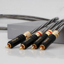 Pair 7N OCC Copper Sliver Plated RCA Cable Audio Cord with Gold Plated RCA Plug picture