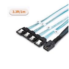 1 Meter Internal HD Mini SAS SFF-8643 to 4 SATA Connect to Hard Drive Cable Wire picture