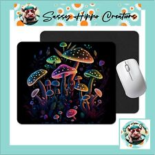 Mouse Pad Colorful Neon Mushrooms Magic Anti Slip Back Easy Clean Sublimated picture
