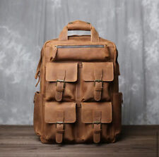 Vintage Genuine Leather Backpack Men’s Top Layer Cowhide Large Outdoor Travel Be picture