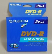 New Fuji Film DVD-R 3 Disc 4.7gb 120 MIN 1X to 8X Video Data Photo Music Sealed picture