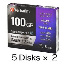 Lot of 2 Verbatim M-DISC BD-R XL  5 Disc 100GB Single Side 3 Layer  2-4x From JP picture