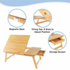 Bamboo Folding Travel Tray Desk Bed Table Wooden Laptop Reading Adjustable Top picture