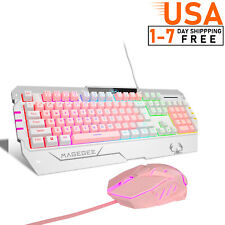 Pink&White Fully Standard Gaming Keyboard and Mouse Combo-104keys picture