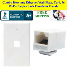Combo Keystone Ethernet Wall Plate, Cat6, 5e RJ45 Coupler Jack Female to Female  picture