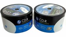 100 HP CD-R CDR  White Inkjet Hub Printable Disc 700MB 80 Min Blank 2X50pk picture