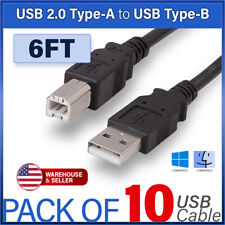 10PCS 6 Ft USB 2.0 Type-A-Male to Type-B Male Printer Cable in Black picture