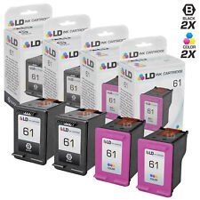 LD Remanufactured Replacement for HP 61 Ink Cartridges: 2 Black & 2 Color picture