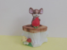 Vintage Lefton Mouse w/Strawberries & Mushrooms #02321-Rare Trinket Box picture