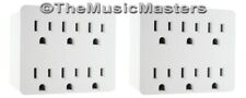 (2) Electrical Socket 6-Way Power Splitter 6 Outlet AC Wall Plug Adapter Cover picture