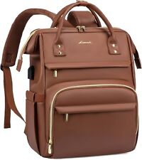 LOVEVOOK Travel Laptop Backpack Purse for Women Faux PU 15.6-inch, Brown-pu  picture