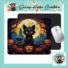 Mouse Pad Spooky Black Cat Jack O Lantern Halloween Anti Slip Back Easy Clean picture