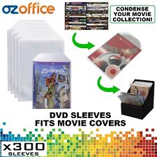 PREMIUM 300 x Clear DVD Plastic Sleeves w/ Flap - DVD Sleeves Fits Movie Covers picture
