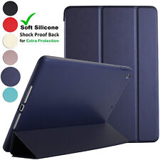 iPad 5th 6th Gen Case A1822 A1823 A1954 A1893 Dual Angle Stand TriFold Navy Blue picture