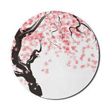 Ambesonne Cherry Blossom Round Non-Slip Rubber Modern Gaming Mousepad, 8