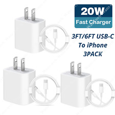 3 Pack 20W PD Fast Wall Charger USB-C to iPhone Cable For iPhone 13/12/11 Pro XR picture