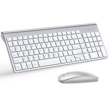 Silent Wireless Keyboard and Mouse Ultra Slim Cordless Combo Set Silver White picture