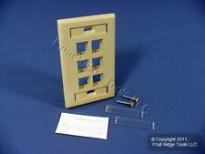 Leviton Ivory Quickport 6-Port ID Window Flush Wallplate 1-Gang Cover 42080-6IS picture