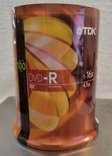TDK DVD-R 1-16x speed 4.7 GB Recordable Discs, 100 Pack Spindle NEW SEALED picture