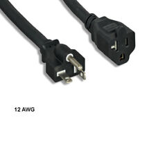 Kentek 10 FT 12 AWG Power Extension Cable NEMA 5-20P to 5-20R 20A/125V SJT Blk picture