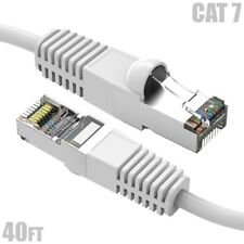 40FT Cat7 RJ45 Network Ethernet SSTP Patch Cable Shielded Copper 600MHz White picture