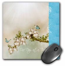 3dRose Spiritual One Day at a Time Turquoise Butterflies MousePad picture