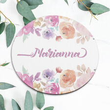 Custom Watercolor Floral Name Mouse Pad Mat Office Desk Table Accessory Gift picture