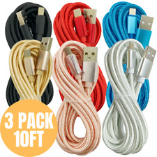 3 Pack 10Ft USB Charger Cable Heavy Duty Charging Data Cord For iPhone 7 8 XR 11 picture