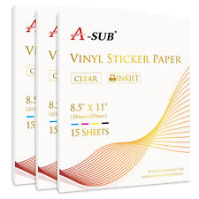 60 A-SUB Printable Vinyl Clear Sticker Paper for Inkjet Printer Waterproof Lable picture