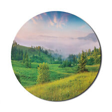Ambesonne Landscape Floral Round Non-Slip Rubber Modern Gaming Mousepad, 8