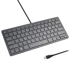 Ultra Thin Mini USB Wired Compact Keyboard for PC Mac Laptop 78 Key Silver Black picture
