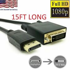 10x 15FT Display Port DP to DVI-D 24+1 Dual Video Cable 1080P Adapter Gold Plate picture