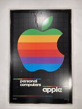Vintage Original Apple Computers Rainbow Logo Promotional Poster Framed 1980 picture