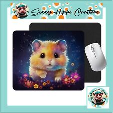 Mouse Pad Neon Hamster Colorful Flowers Anti Slip Back Easy Clean Sublimate picture