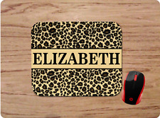 LEOPARD ANIMAL PRINT W/ NAME CUSTOM MOUSE MOUSE PAD HOME OFFICE DECOR GIFT picture