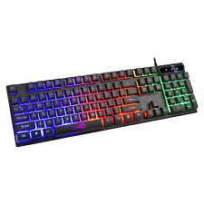 Colorful Crack LED Illuminated Backlit USB Wired PC Rainbow Gaming Keyboard picture